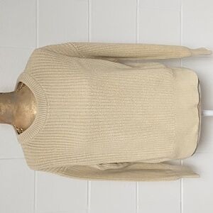 Yellow Pastels Natural 100% Cotton Crewneck Knit Sweater Oversized Small